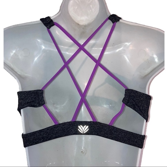 Forever21 Strappy Back Sports Bra S Gray Purple - Picture 6 of 8